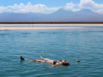 Swimming in the Cejar Lagoon, Antofagasta región, Chile.