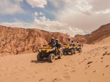 Driving ATV QUAD SAFARI through the Atacama Desert, Antofagasta region, Chile