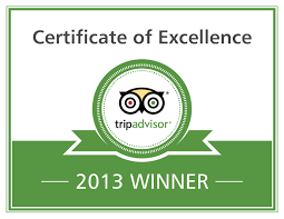TripAdvisor Certificate of Excellence 2013.