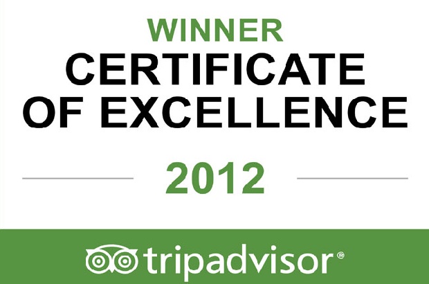 TripAdvisor Certificate of Excellence 2012.
