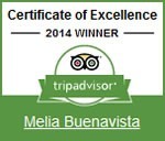 Melia Buenavista Certificate of Excellence Tripadvisor 2014